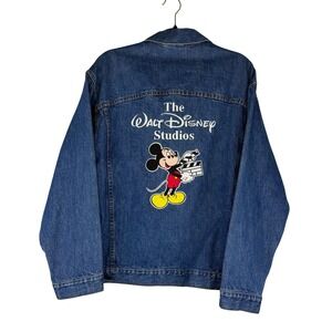 Vintage Mickey Inc Walt Disney Studios Denim Jacket Blue Embroidered Medium USA